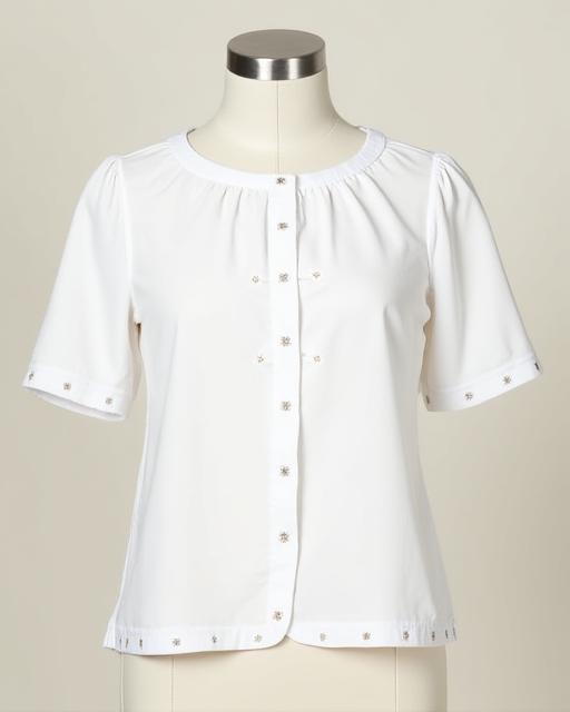 Blusa blanca de algodón orgánico con detalles bordados.